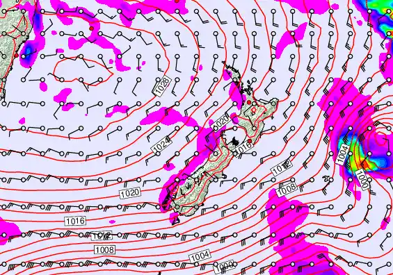 New Zealand forecast chart for Sunday, June 7th, 2026 at 6:00 PM