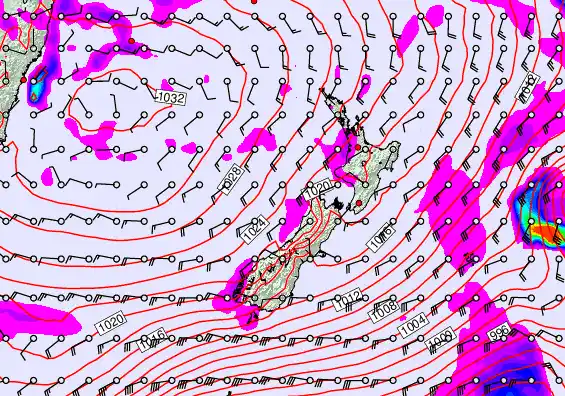 New Zealand forecast chart for Monday, June 8th, 2026 at 12:00 AM