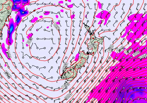 New Zealand forecast chart for Monday, June 8th, 2026 at 6:00 PM