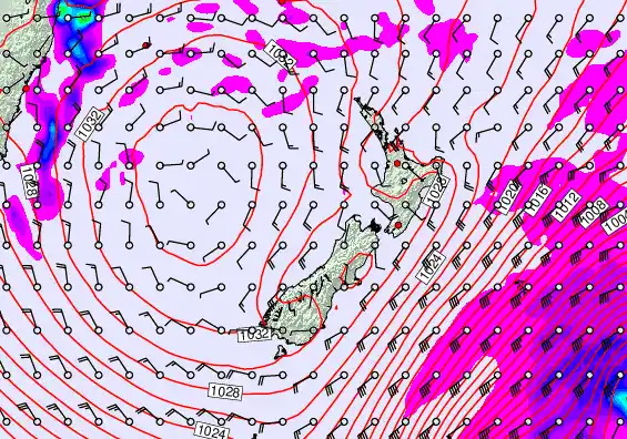 New Zealand forecast chart for Tuesday, June 9th, 2026 at 12:00 AM