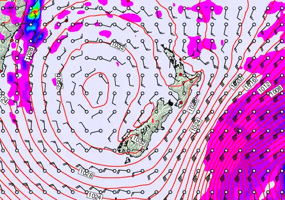 New Zealand forecast chart for Tuesday, June 9th, 2026 at 6:00 AM