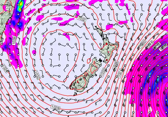 New Zealand forecast chart for Tuesday, June 9th, 2026 at 12:00 PM