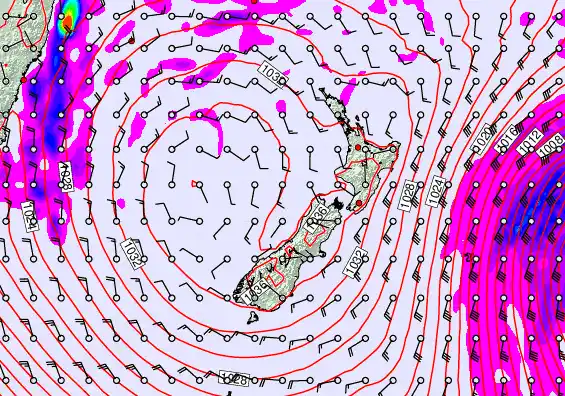 New Zealand forecast chart for Tuesday, June 9th, 2026 at 6:00 PM