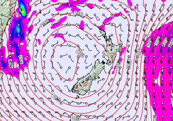 New Zealand forecast chart for Wednesday, June 10th, 2026 at 12:00 AM