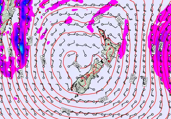New Zealand forecast chart for Wednesday, June 10th, 2026 at 12:00 PM