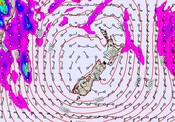 New Zealand forecast chart for Wednesday, June 10th, 2026 at 6:00 PM