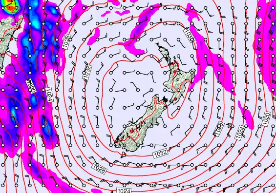 New Zealand forecast chart for Thursday, June 11th, 2026 at 12:00 AM