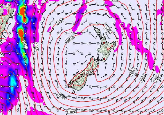 New Zealand forecast chart for Thursday, June 11th, 2026 at 6:00 AM