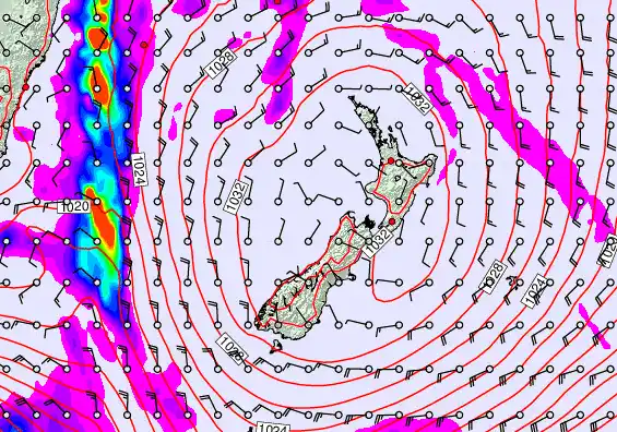 New Zealand forecast chart for Thursday, June 11th, 2026 at 12:00 PM
