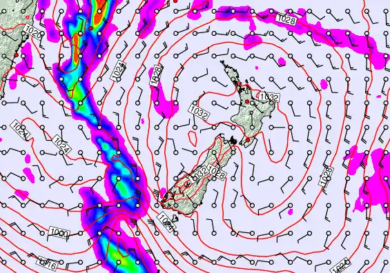 New Zealand forecast chart for Friday, June 12th, 2026 at 6:00 AM