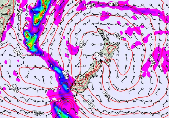 New Zealand forecast chart for Friday, June 12th, 2026 at 12:00 PM