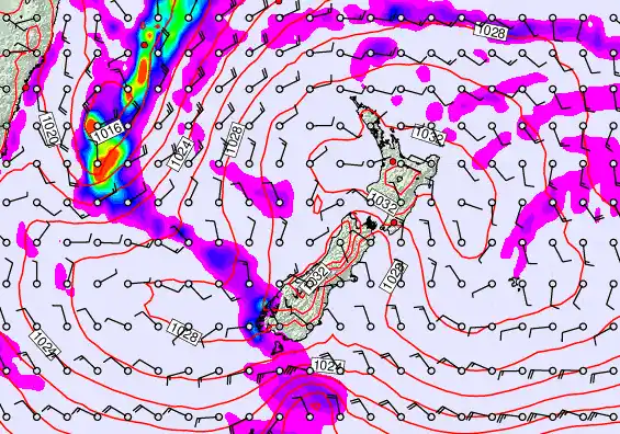 New Zealand forecast chart for Friday, June 12th, 2026 at 6:00 PM