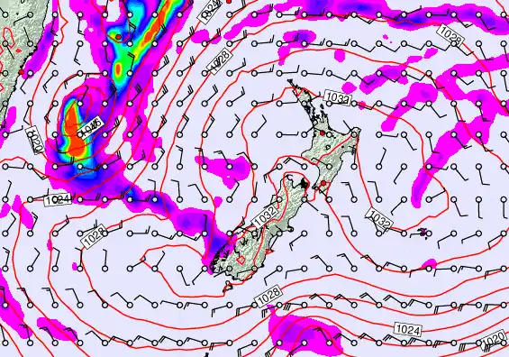 New Zealand forecast chart for Saturday, June 13th, 2026 at 12:00 AM