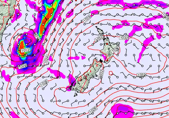New Zealand forecast chart for Saturday, June 13th, 2026 at 6:00 AM