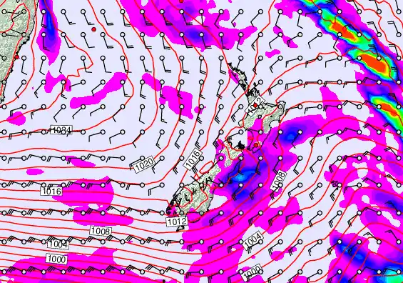 New Zealand forecast chart for Saturday, June 6th, 2026 at 6:00 PM