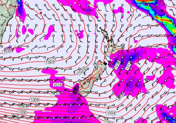 New Zealand forecast chart for Sunday, June 7th, 2026 at 12:00 AM