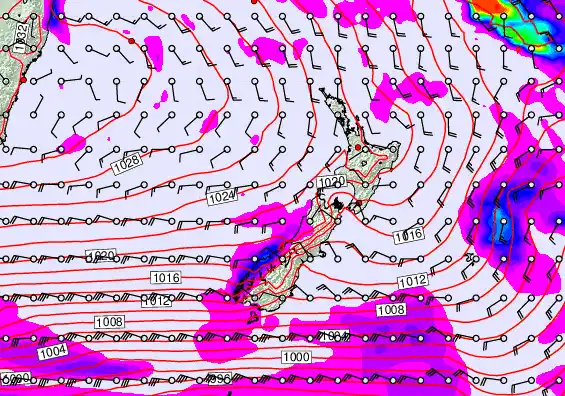 New Zealand forecast chart for Sunday, June 7th, 2026 at 12:00 PM