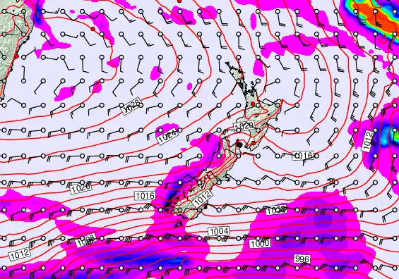 New Zealand forecast chart for Sunday, June 7th, 2026 at 6:00 PM