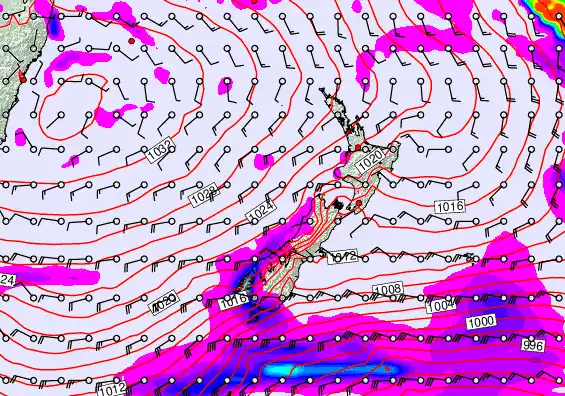 New Zealand forecast chart for Monday, June 8th, 2026 at 12:00 AM