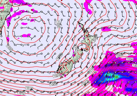 New Zealand forecast chart for Monday, June 8th, 2026 at 12:00 PM