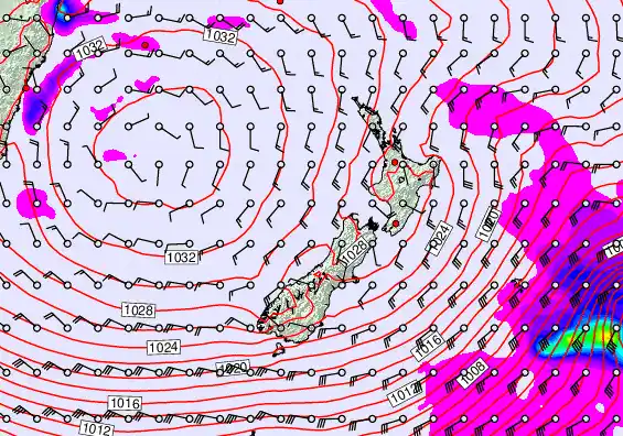 New Zealand forecast chart for Monday, June 8th, 2026 at 6:00 PM