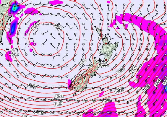 New Zealand forecast chart for Tuesday, June 9th, 2026 at 12:00 AM