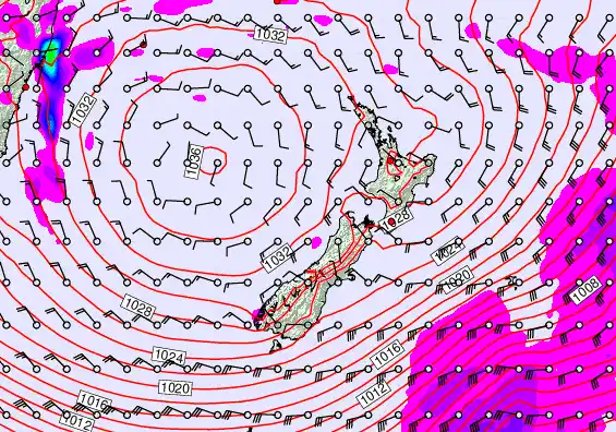 New Zealand forecast chart for Tuesday, June 9th, 2026 at 6:00 AM