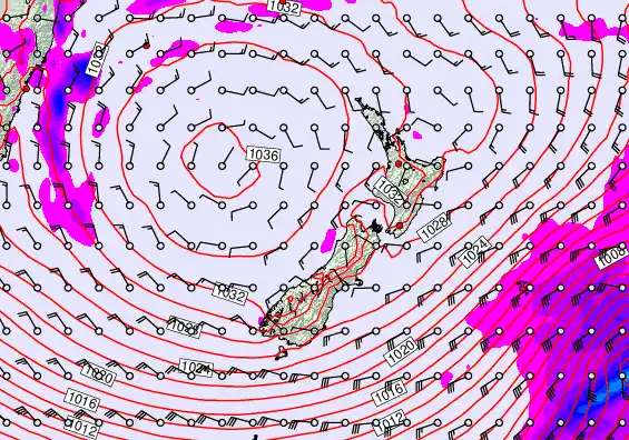 New Zealand forecast chart for Tuesday, June 9th, 2026 at 12:00 PM
