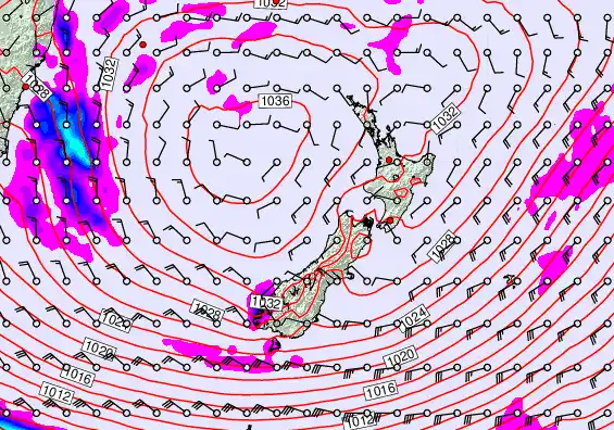 New Zealand forecast chart for Wednesday, June 10th, 2026 at 12:00 AM