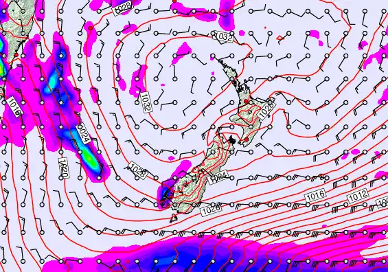 New Zealand forecast chart for Wednesday, June 10th, 2026 at 6:00 PM