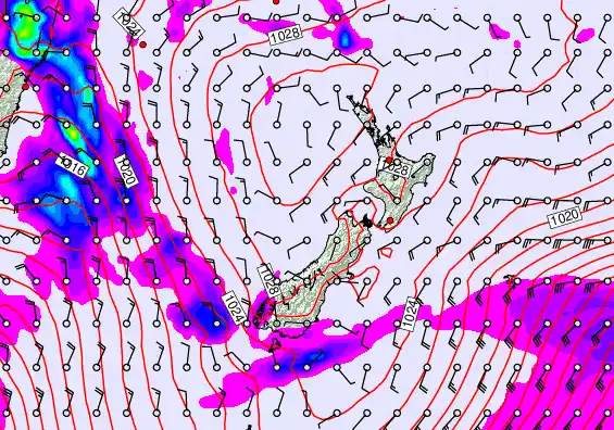 New Zealand forecast chart for Thursday, June 11th, 2026 at 6:00 AM