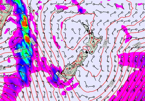 New Zealand forecast chart for Thursday, June 11th, 2026 at 12:00 PM