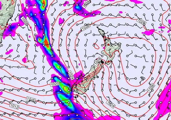 New Zealand forecast chart for Friday, June 12th, 2026 at 6:00 AM