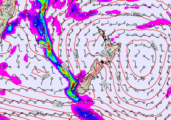 New Zealand forecast chart for Friday, June 12th, 2026 at 12:00 PM