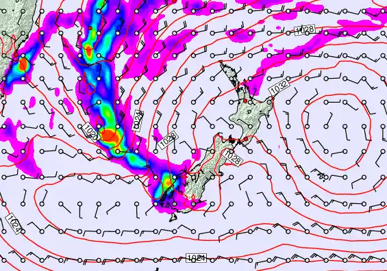 New Zealand forecast chart for Saturday, June 13th, 2026 at 12:00 AM