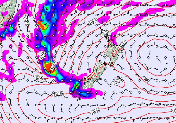 New Zealand forecast chart for Saturday, June 13th, 2026 at 6:00 AM