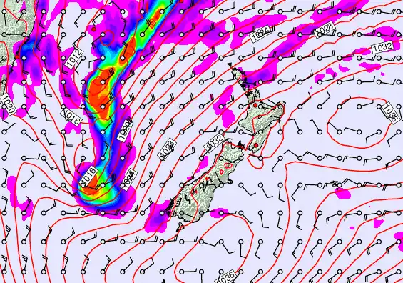New Zealand forecast chart for Saturday, June 13th, 2026 at 6:00 PM
