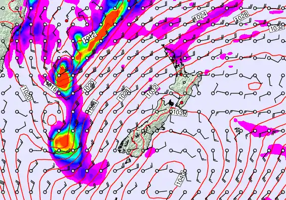 New Zealand forecast chart for Sunday, June 14th, 2026 at 12:00 AM