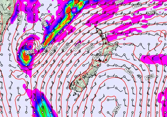 New Zealand forecast chart for Sunday, June 14th, 2026 at 12:00 PM