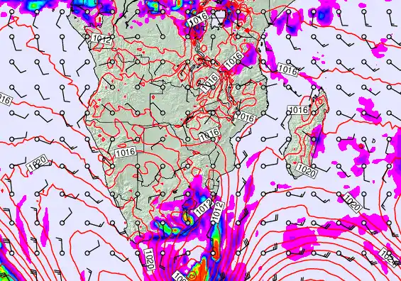 South Africa forecast chart for Thursday, June 4th, 2026 at 6:00 PM
