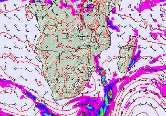 South Africa forecast chart for Saturday, June 6th, 2026 at 6:00 AM