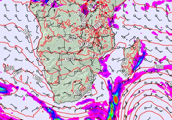 South Africa forecast chart for Saturday, June 6th, 2026 at 12:00 PM