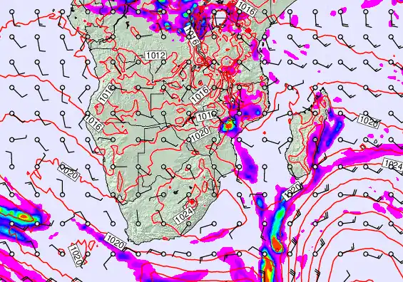 South Africa forecast chart for Saturday, June 6th, 2026 at 6:00 PM