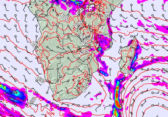 South Africa forecast chart for Sunday, June 7th, 2026 at 12:00 AM