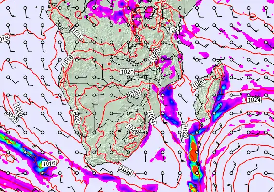 South Africa forecast chart for Sunday, June 7th, 2026 at 6:00 AM
