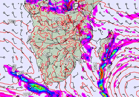 South Africa forecast chart for Sunday, June 7th, 2026 at 6:00 PM