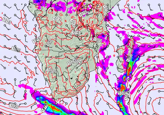 South Africa forecast chart for Monday, June 8th, 2026 at 12:00 AM