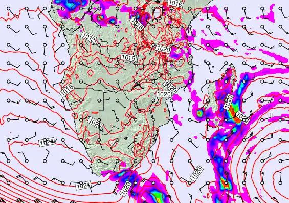 South Africa forecast chart for Monday, June 8th, 2026 at 6:00 PM
