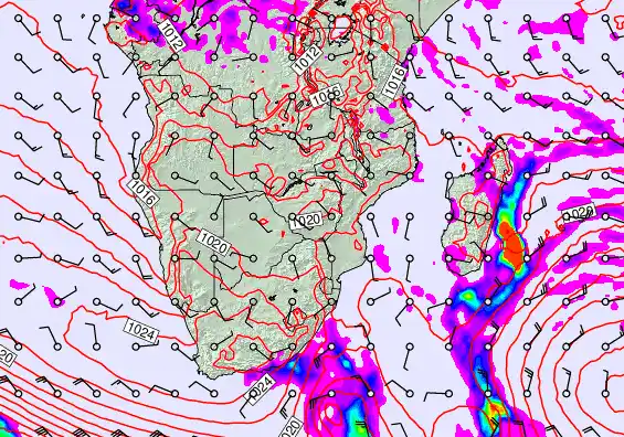 South Africa forecast chart for Tuesday, June 9th, 2026 at 12:00 AM