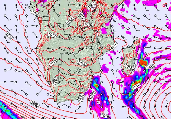 South Africa forecast chart for Tuesday, June 9th, 2026 at 12:00 PM
